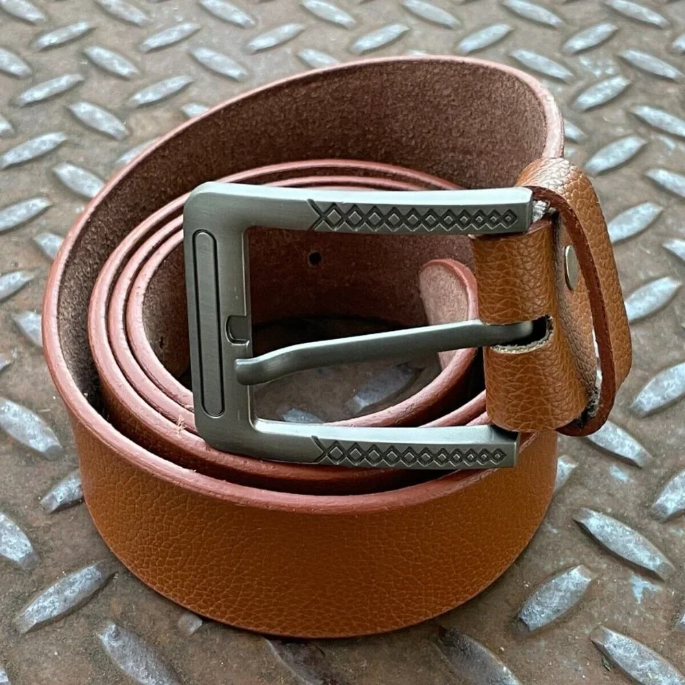 Handmade waistband Brown Genuine Leather Belt Pin Buckle Size 41-42 inches